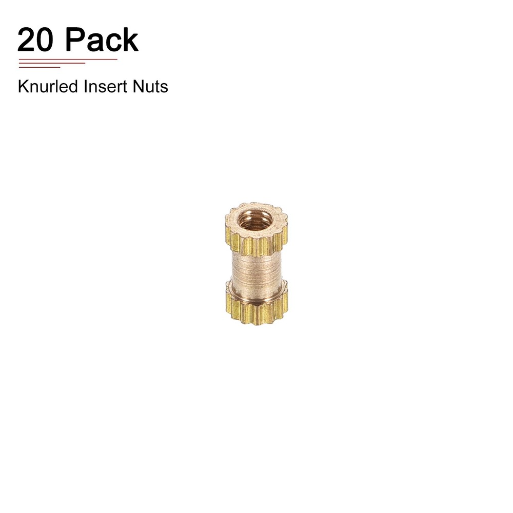 M2x6x3.5mm(IDxLxOD) Knurled Insert Nuts - 20 Pack - Good for Plastic Shells