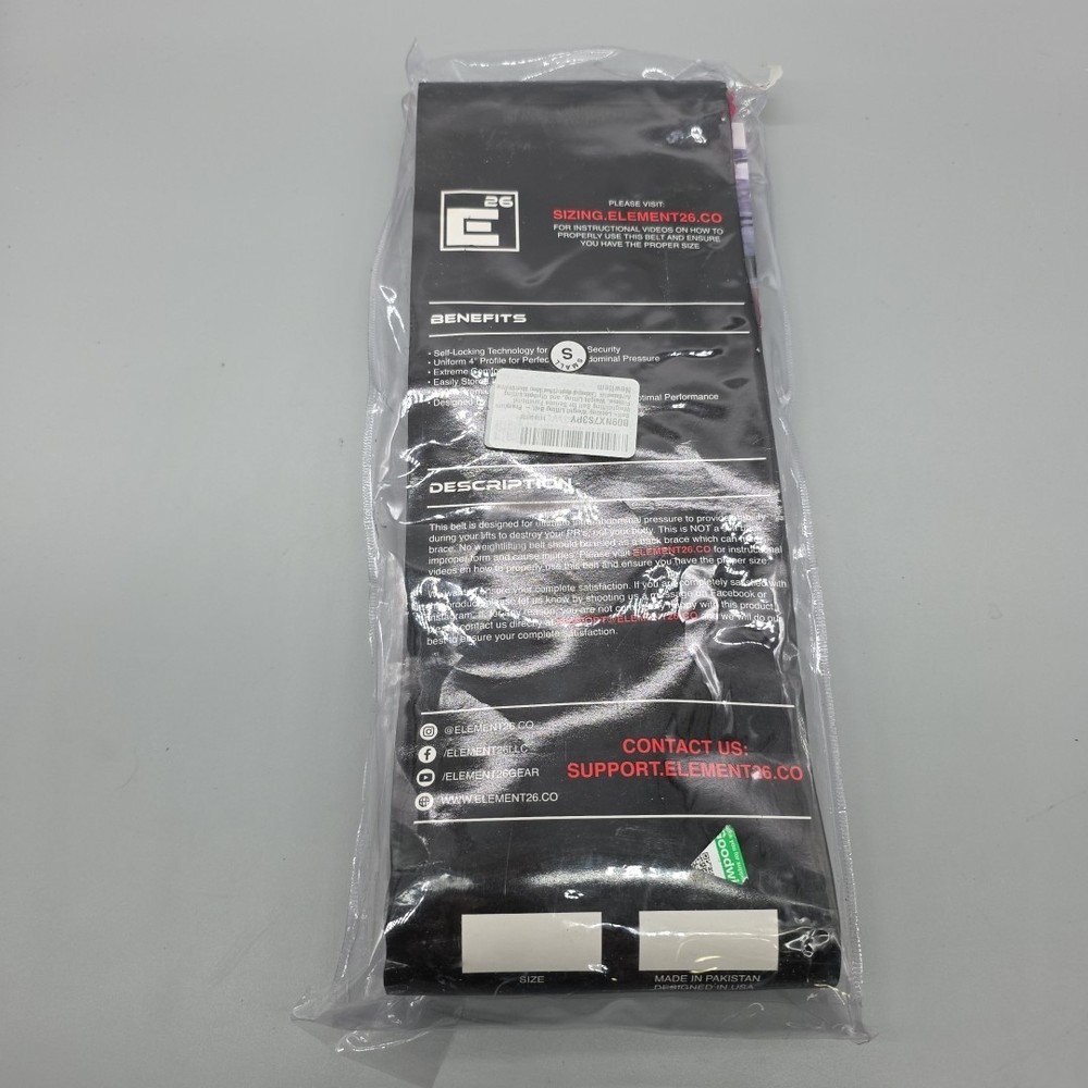 Element 26 Self-Locking Weight Lifting Belt Size Small NEW