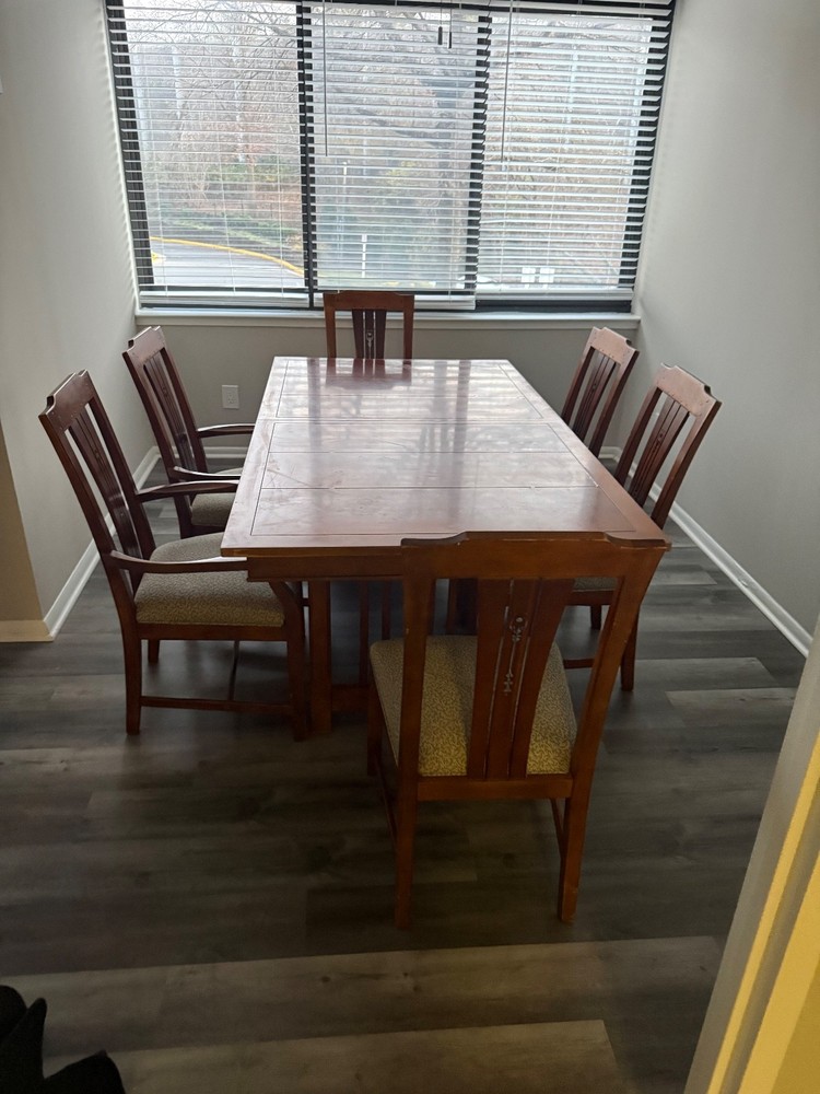 extentention mahogany dining table set for 6