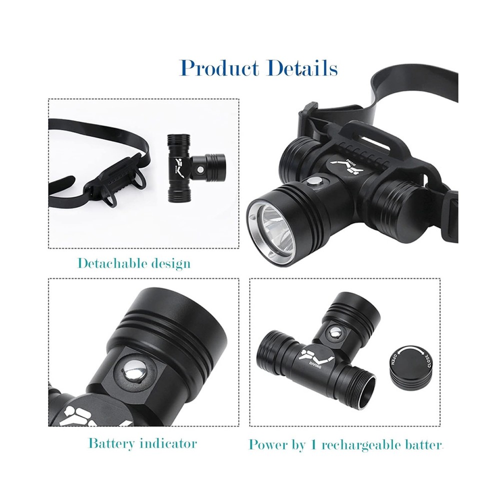 WINDFIRE Diving Headlamp, Super Bright Scuba Dive Flashlight, Underwater 60M,...