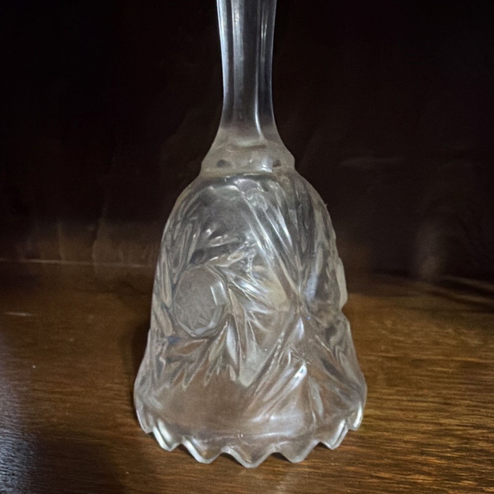 Crystal Forever Crystal Bell Clear Floral Patterned Handle in Box