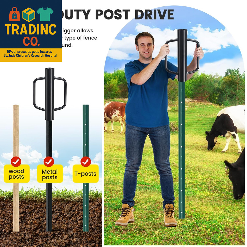 Fence Post Driver, 17 Inch Post Driver with Handle, 2.7 Inch Inner Diameter Hand