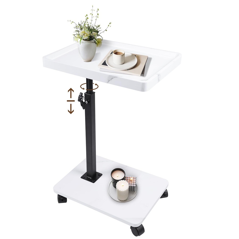 C Table Side Table End Table Adjustable Height，C Shaped End for Couch，Snack T...