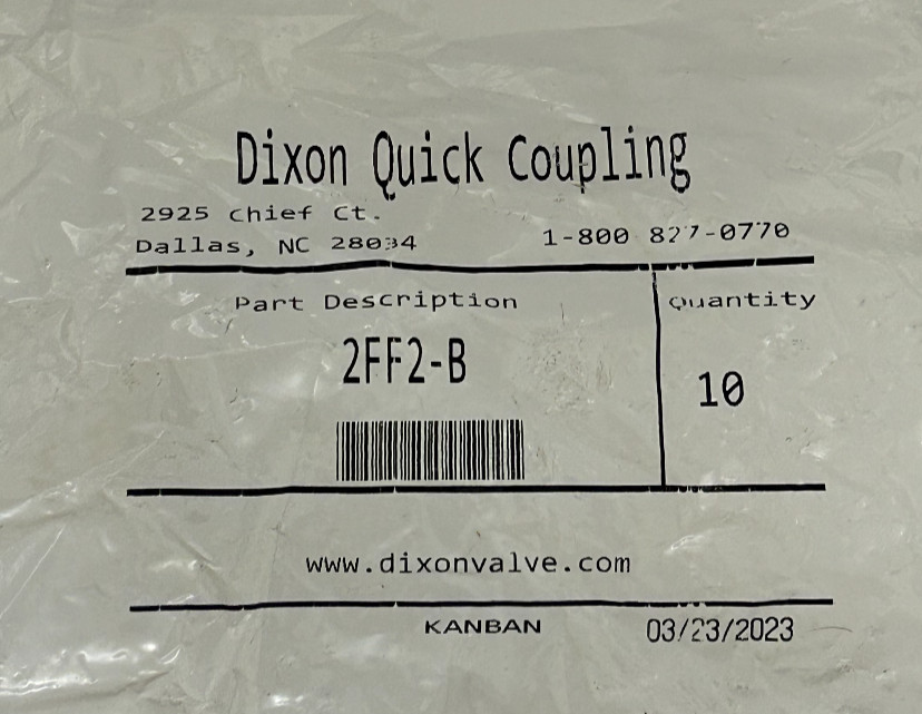 DIXON Quick Coupling 2FF2-B - 10PCS