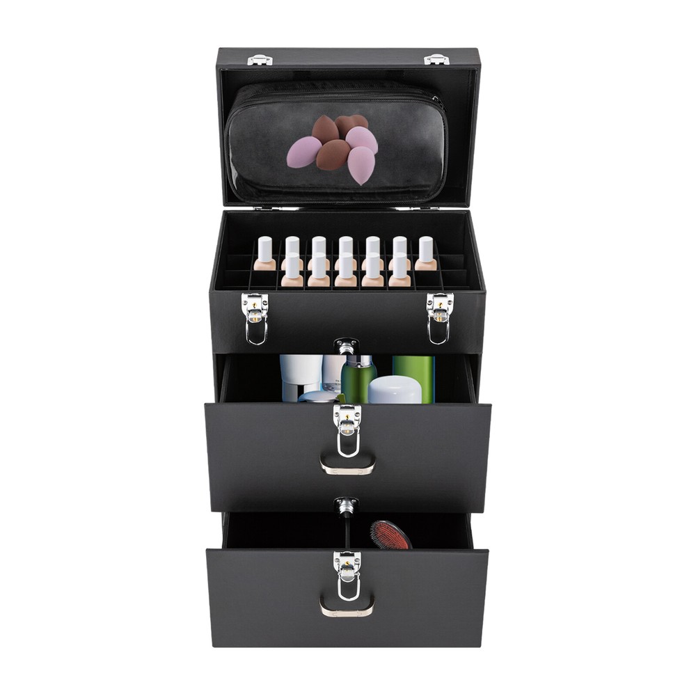Cosmetic Trolley Makeup Storage Organizer Rolling Makeup Train Case Luggage Box