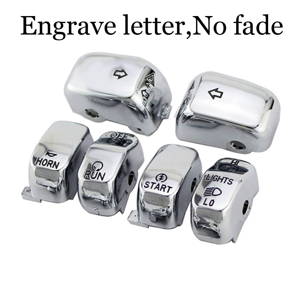 6Pcs Hand Control Switch Caps Button Cover For Harley Sportster Dyna Softail XL