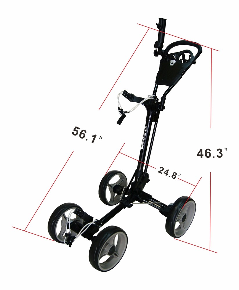 QWIK-FOLD 4 Wheel Folding Push Pull Golf Cart - Foot Brake - 1 Second Open/Close