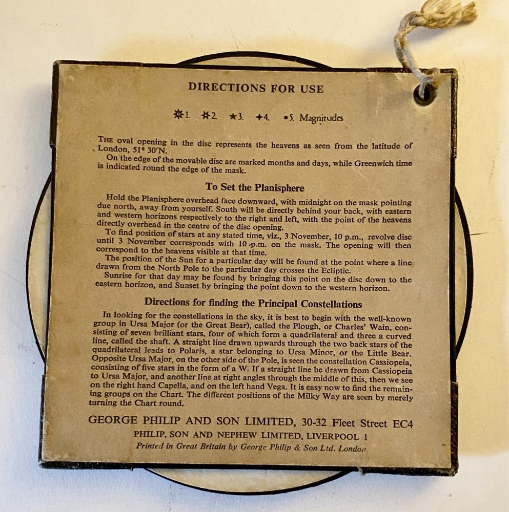 Astronomy - Philips’ Planisphere Star Chart c.1900