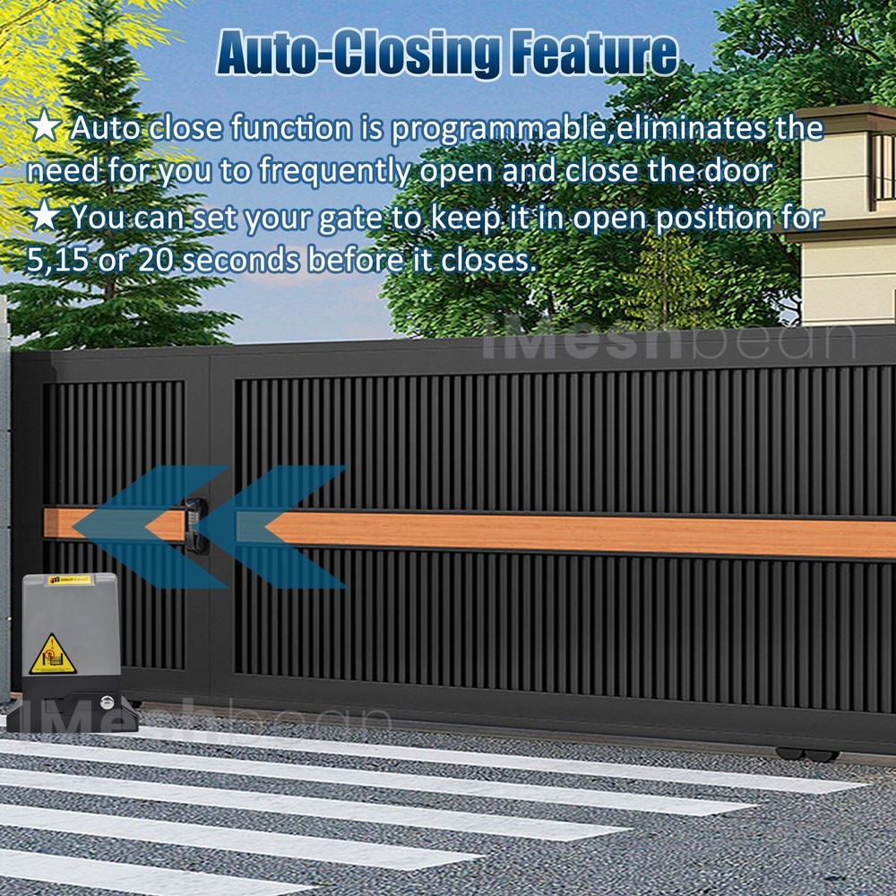 Automatic Sliding Gate Opener 2000lbs Rack Driven 2 Remote Controls 13.12FT Rack