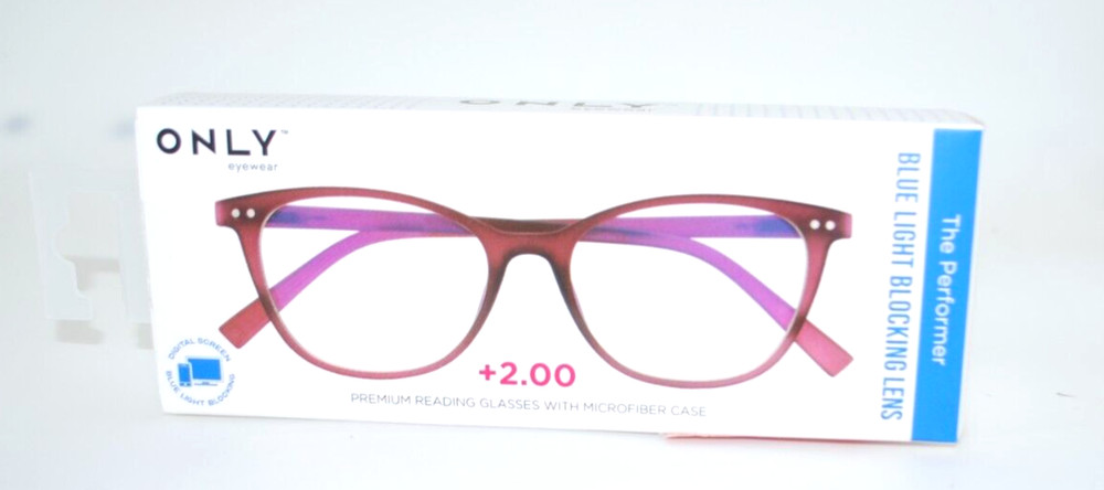 ONLY EYEWEAR BLUE LIGHT BLOCKING " The Performer " READER + 2.50 New