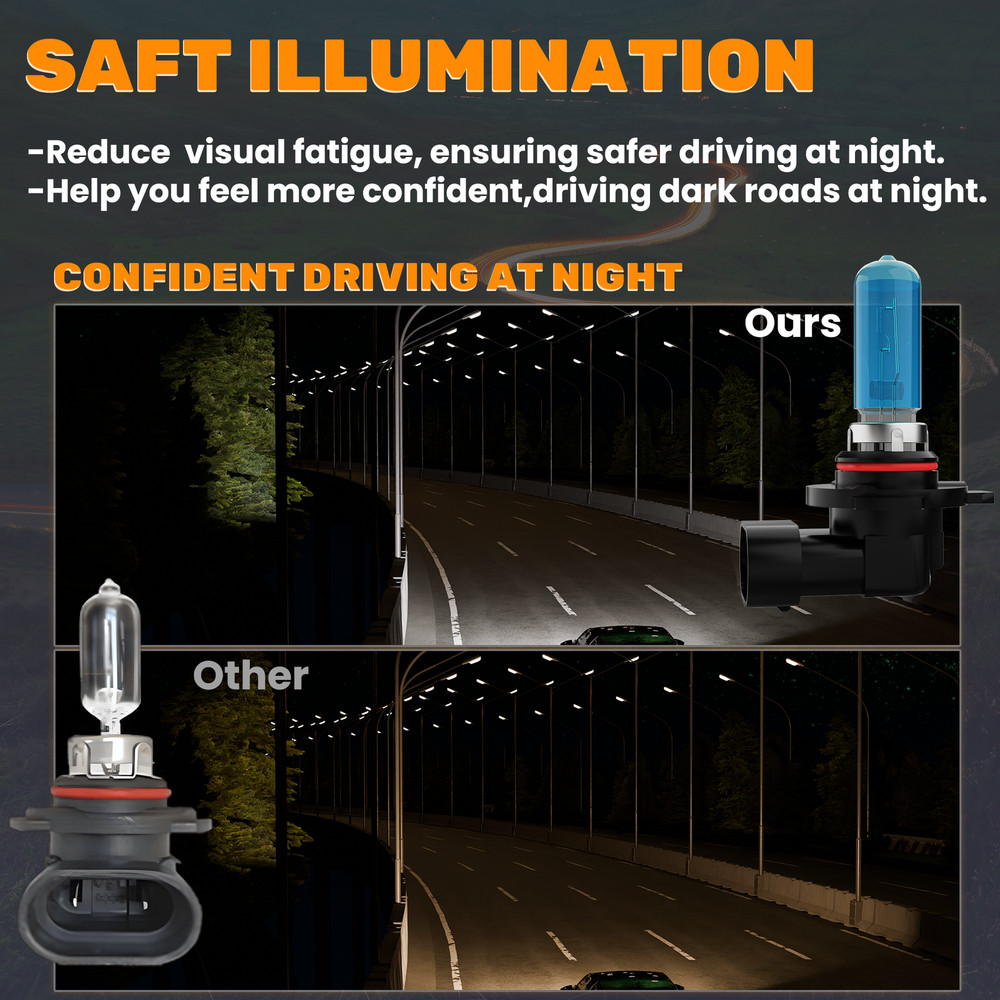 9012 Halogen Headlight Super Bright Bulbs Kit White 6000K High/Low Beam 2PCS