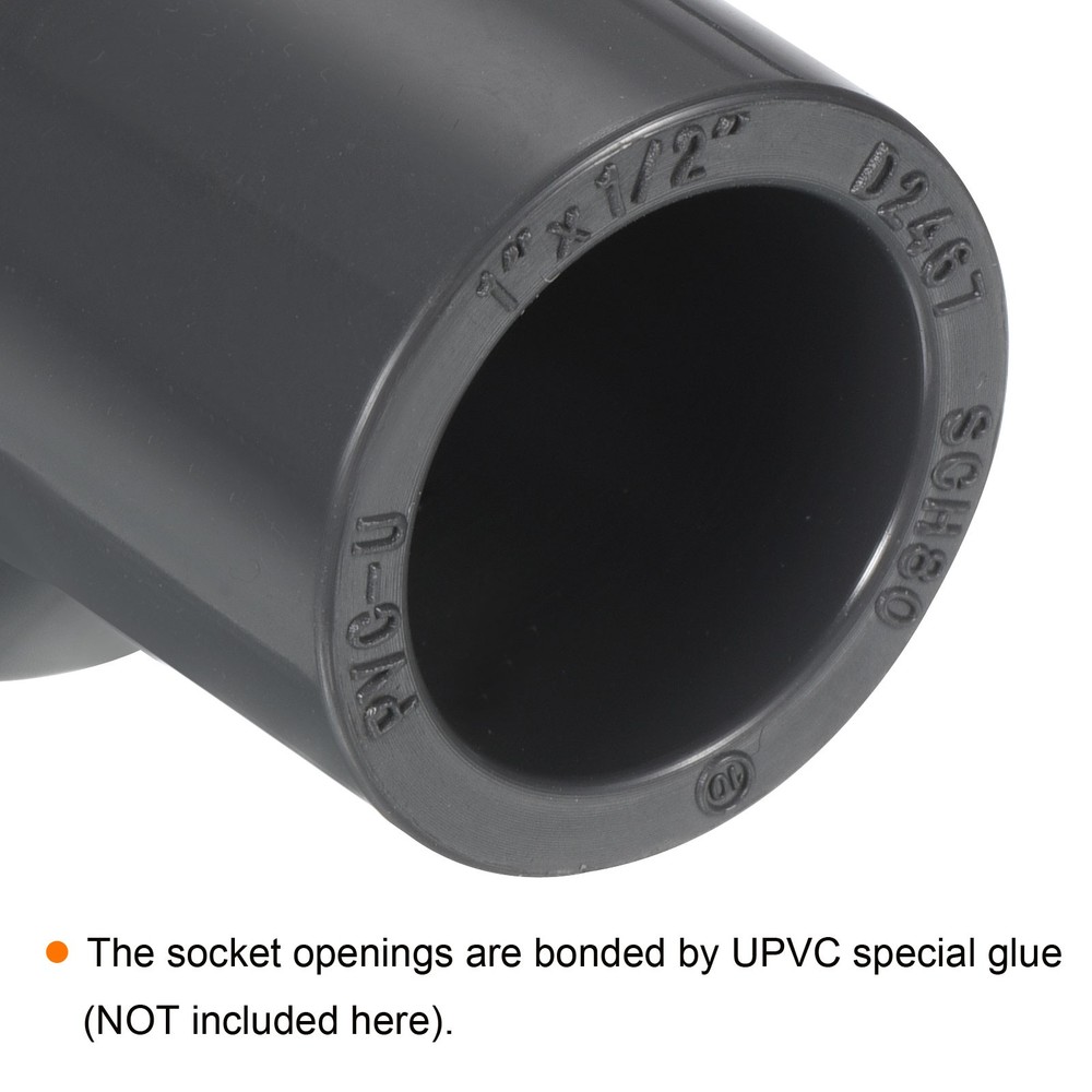 UPVC Reducer Pipe Fitting 1"x 1/2" Program Socket 80 Straight Coupling