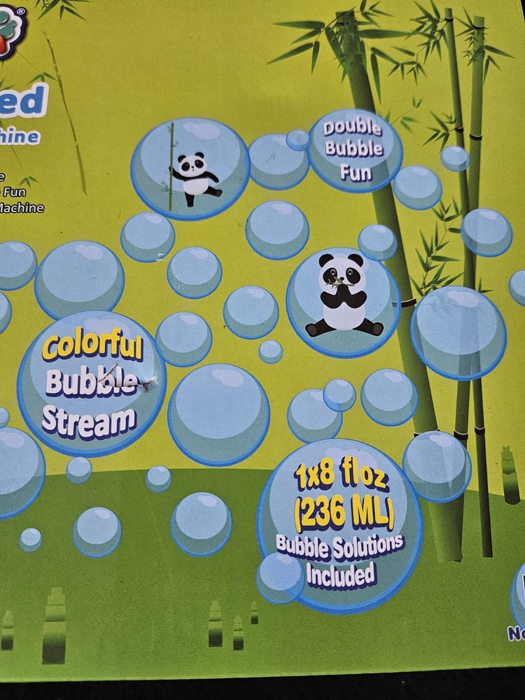 Panda Bubble Machine for Toddlers Kids-2-Speed Bubble Maker Blower+ 8oz Solution