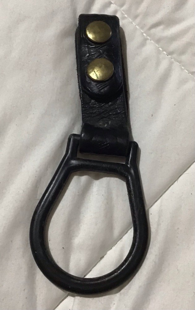 Vintage Leather And Plastic Flashlight/baton Belt Hanger