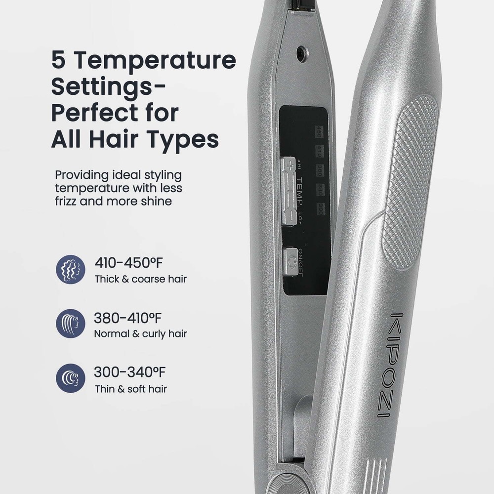 KIPOZI 0.3" Mini Small Pencil Flat Iron Curling Straightener for Pixie Cut Bangs