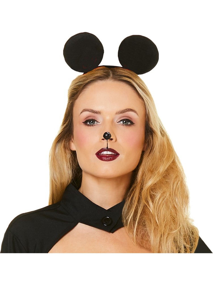 Flocked Iconic Mouse Ears Headband Costume Accessory