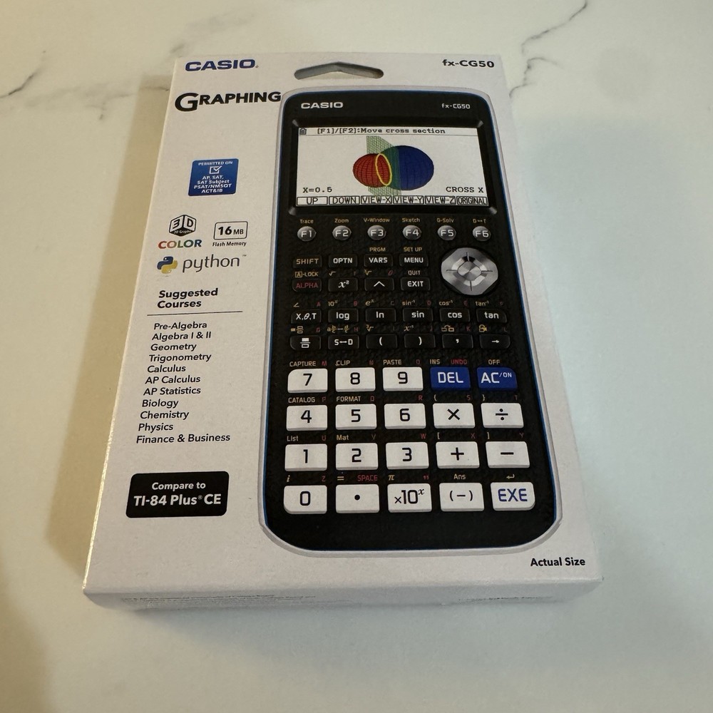 Casio FX-CG50 High-Resolution Python 3D Color Graphing Calculator - Black New