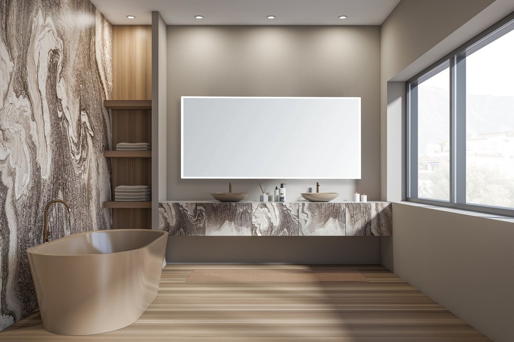 NEBULA LED LIGHTED BATHROOM VANITY RECTANGLE MIRROR - 85 x 40