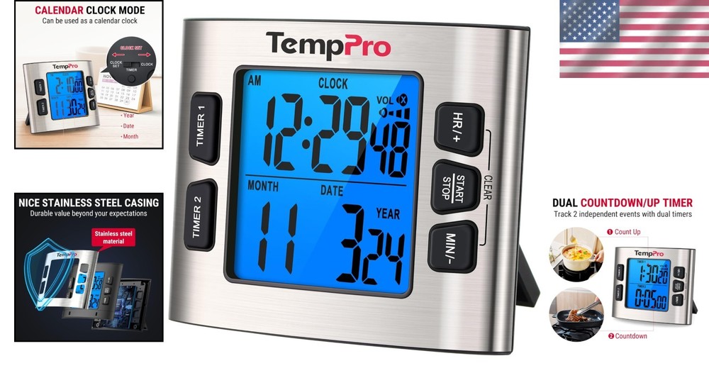 TM02 Timer with Dual Alarms & Memory Function - Stylish & Functional