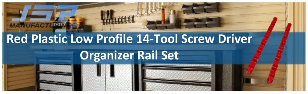 Low Profile Plastic Red 14 Tool Screw Driver Organizer Rail Kit