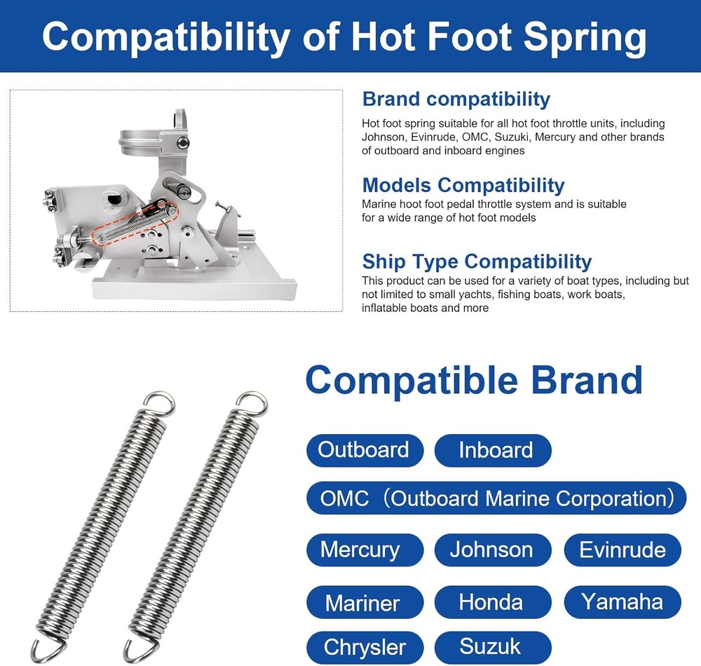 Boat Hot Foot Pedal Spring Replacement TH Marine Standard