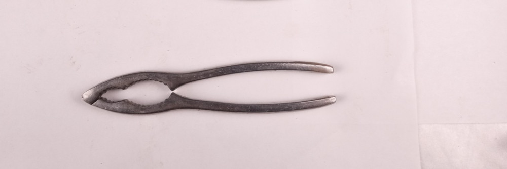 Vintage Metal Nutcracker Hand Tool Rustic stainless ITALY, 6.25"