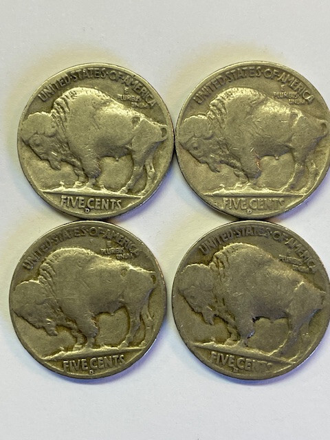 Four (4) 1936-D Buffalo Nickels