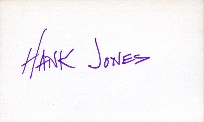 HANK JONES In-person Autograph