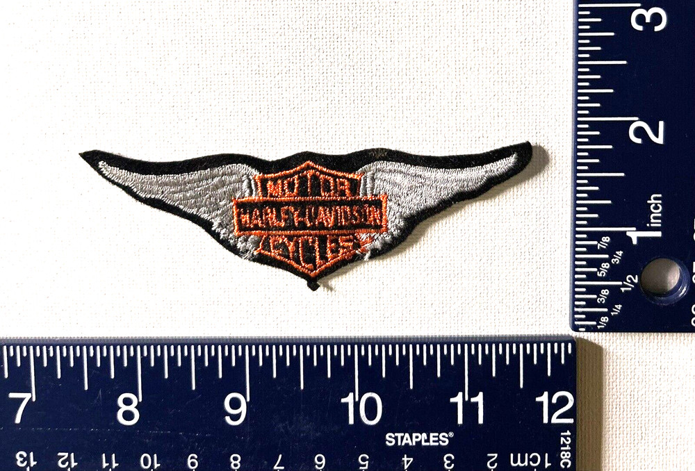 Authentic Vintage Harley-Davidson Rare Silver Wings Bar Shield patch emblem sm.