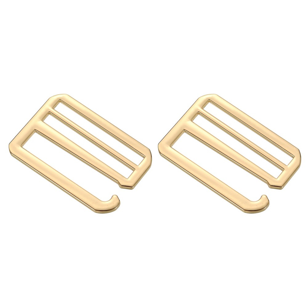 2Pcs G-Hook Webbing Buckles, 50mm Flat Tri-Glide, Light Gold