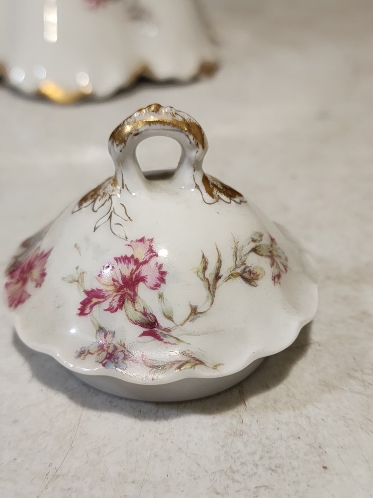 Haviland Limoges Schleiger Chocolate Pot Carnation Pattern With Lid READ
