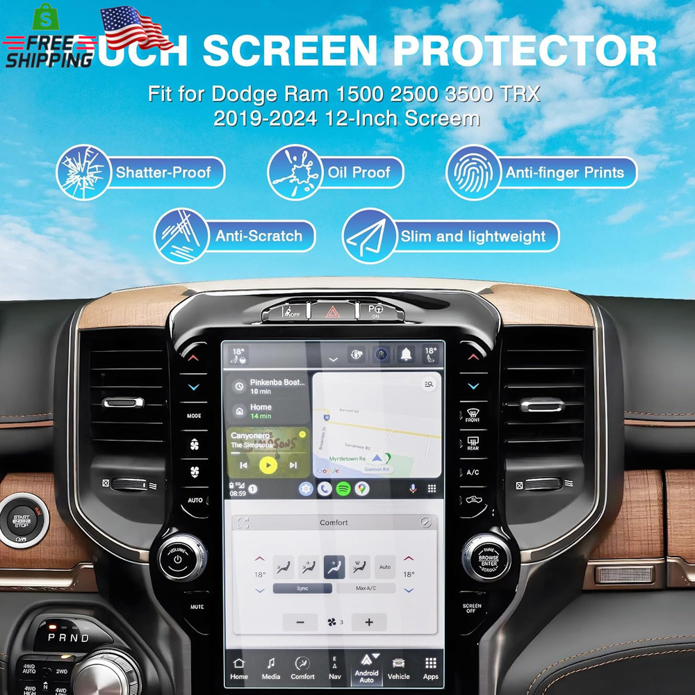 Dodge Ram Uconnect 12" Screen Protector - 2 Pack Tempered Glass Shield