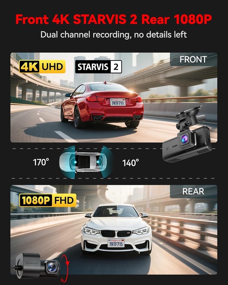 Advanced 4K Touch Screen Dash Camera with Built-in GPS & WiFi Connectivity