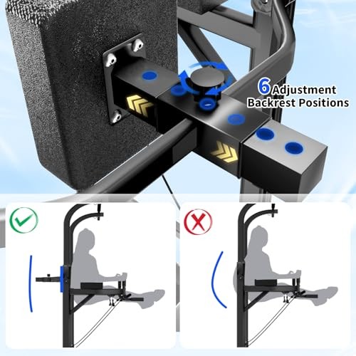 Pull Up Bar Power Tower Dip Station, Adjustable Strength Training Carbon