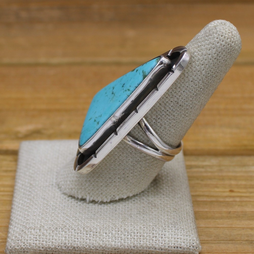 Sterling Silver Triangle Turquoise Ring Size 9