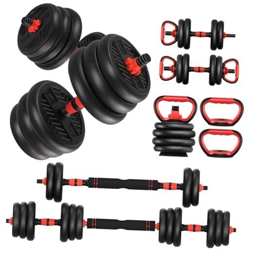 Adjustable Black 40LBS (20LBS*2) + Kettlebell Handle (1.76LBS*2)
