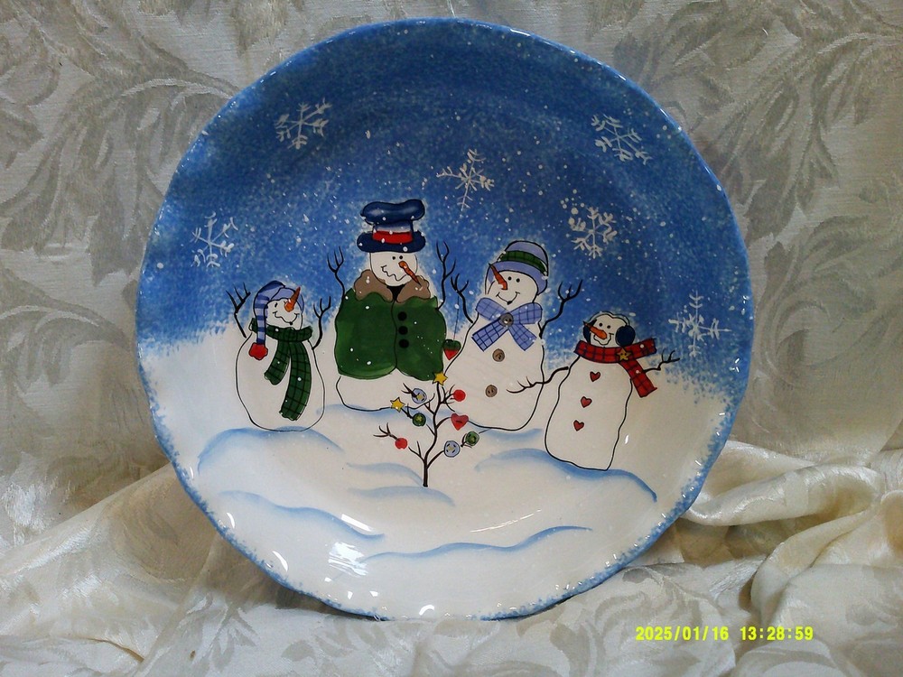 sonoma lifestyles button up, snowman 10" deepdish pie plate