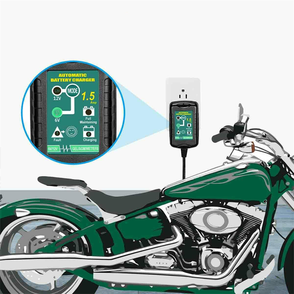 Automatic Battery Charger Maintainer Motorcycle Trickle Float For 6V 12V Battery