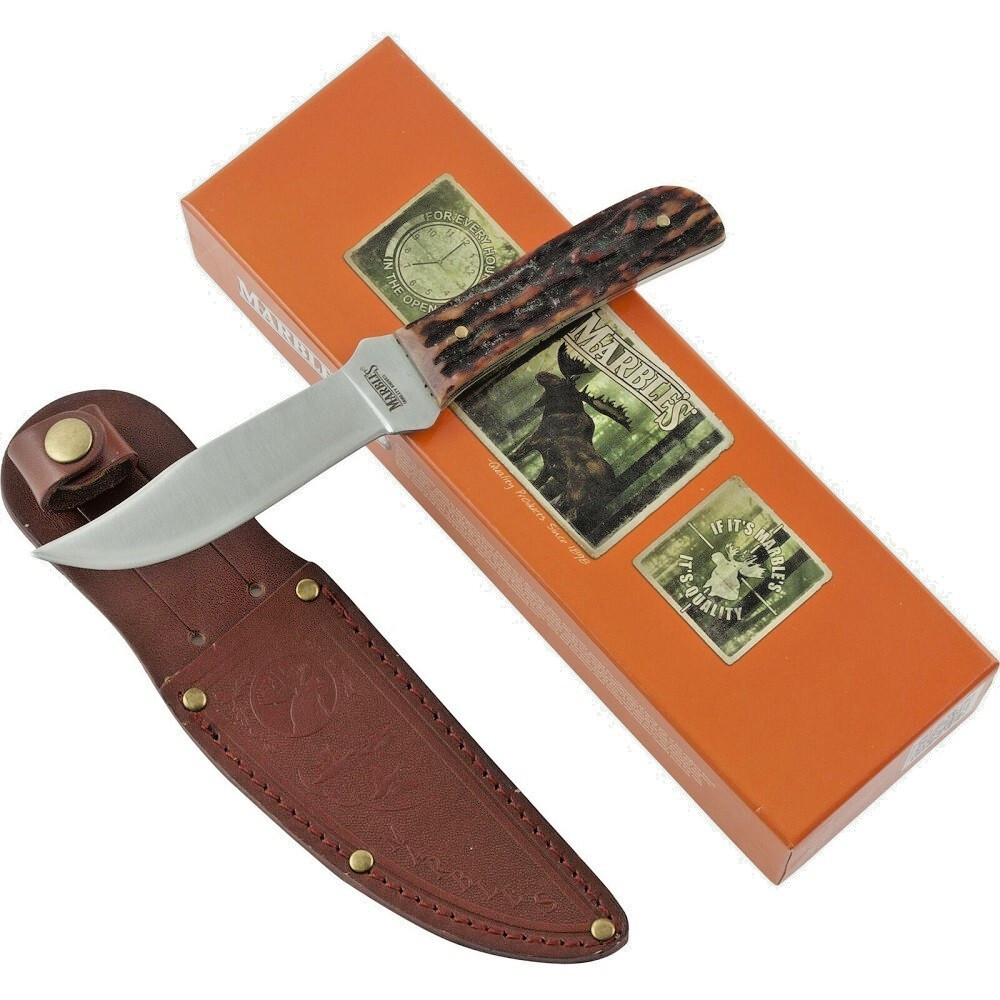 Marble's Outers Bone Handle Hunter - Fixed Blade Hunting Knife & Sheath