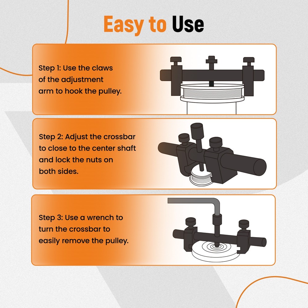 Professional Puller For Ribbed Drive Pulley Crankshaft Remover Tool Adjustable
