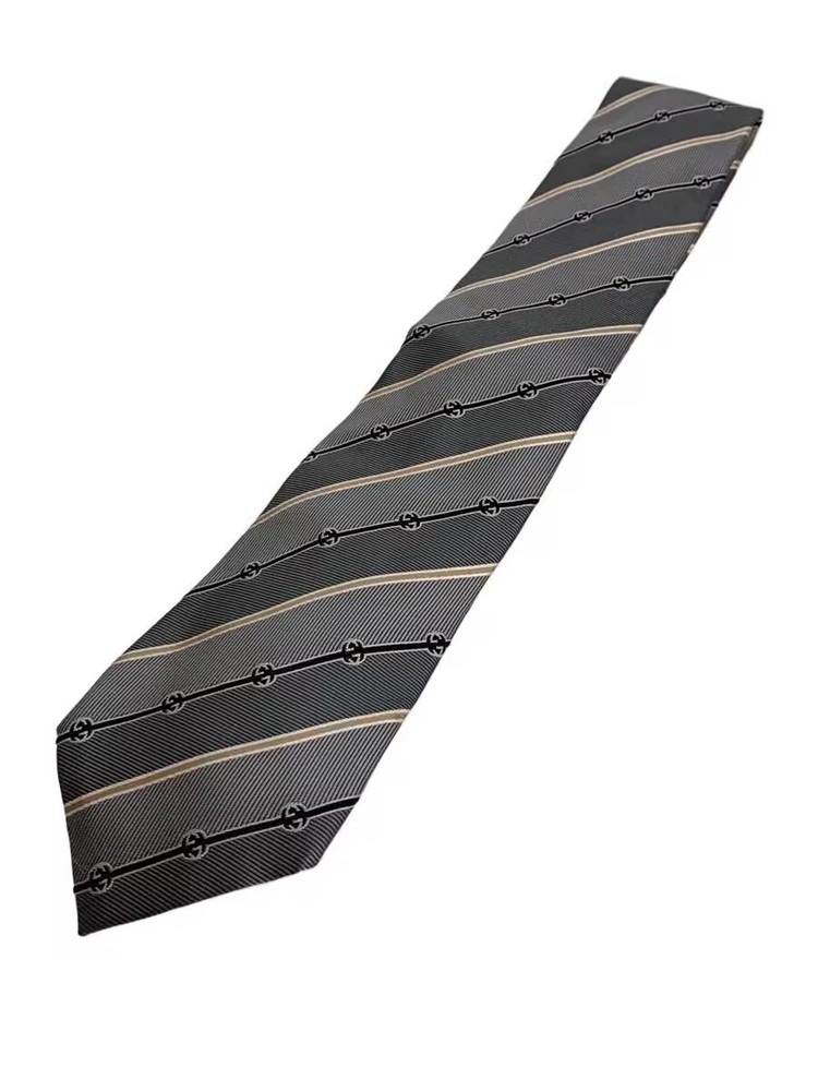 GUCCI Interlocking G Tie Silk GRY Men's