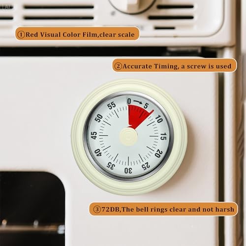 Kitchen Timer for Cooking,Chef Cooking Timer Clock with Loud Alarm, 60 White