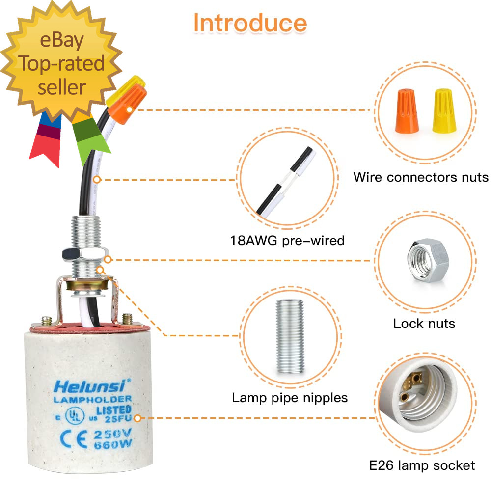 E26 E27 Ceramic Light Socket Medium Base Porcelain Lamp Holder Ceramic Light