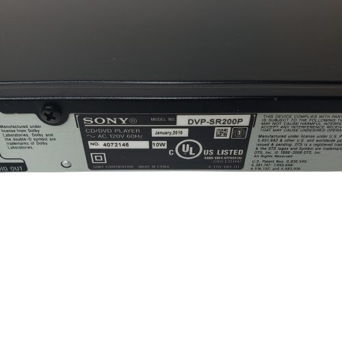 Sony CD/DVD Player #DVP-SR-200P DVD Player EUC Tested Works Great!