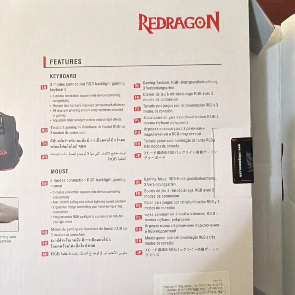Redragon S101-W Gaming 3 Modes RGB Wired/Wireless Keyboard & Mouse Bundle