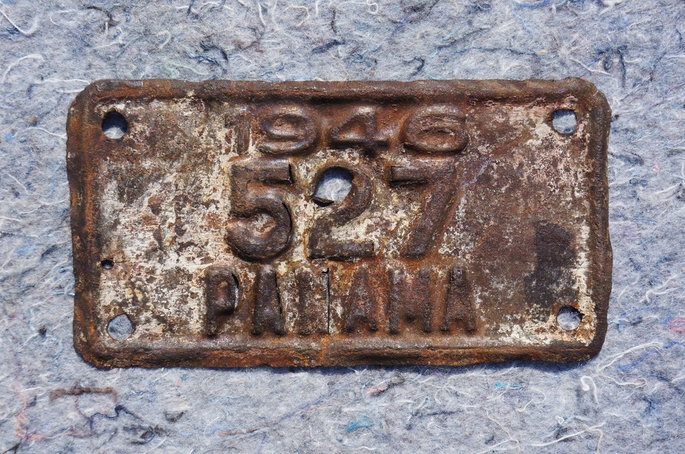 1946 PANAMA MOTORCYCLE License Plate Rare