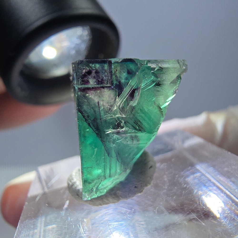 Phantom Fluorite cube specimen, parquetted green purple Okorusu, Namibia