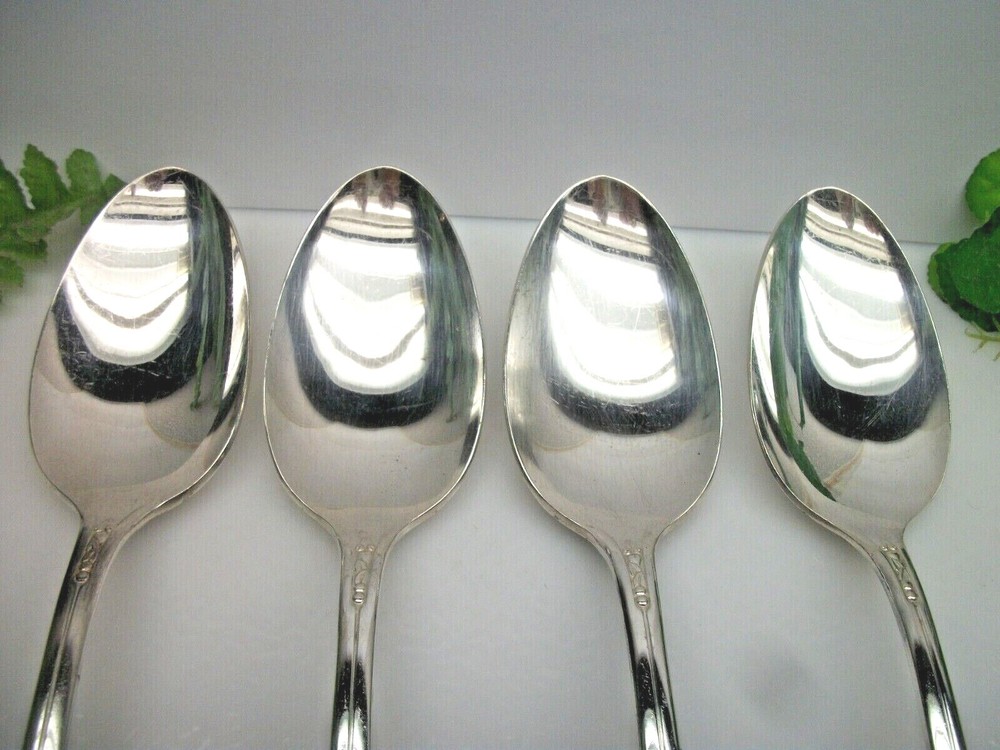 4 International Rogers Priscilla LADYANN Silverplate Solid Serving Spoons 1941