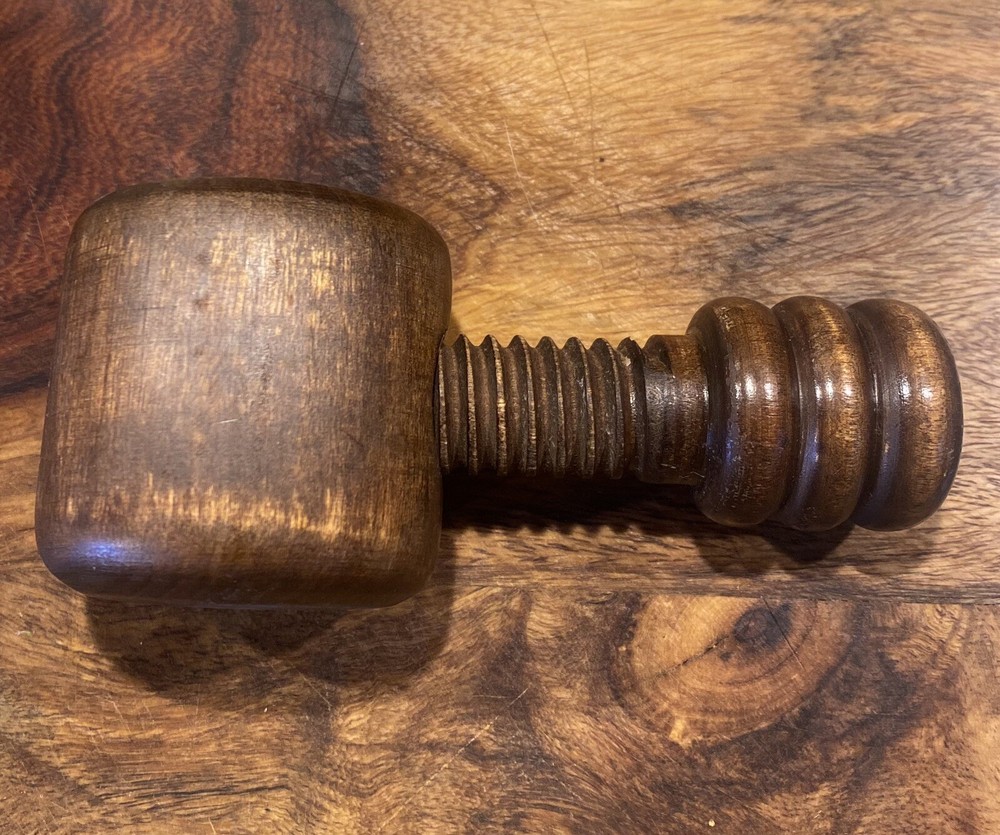 MCM Wood Nut Cracker Manuel Twist Handle Made In Italy