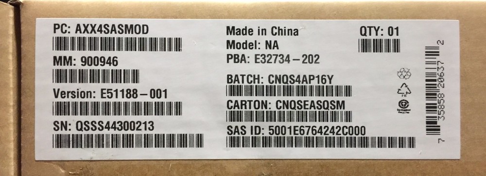 Intel AXX4SASMOD Integrated Server RAID Module NEW DAMAGED BOX
